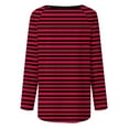 thumbnail image 5 of hxobax Womens Striped Oversized Tshirt Casual Crewneck Tunic Tops Fall Long Sleeve Raglan Shirts Top, 5 of 6