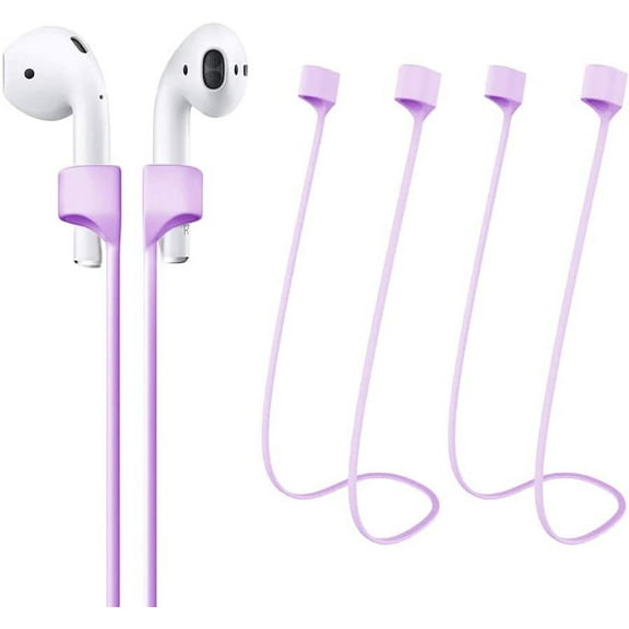 2 Pcs Anti-Lost Silicone Lanyard,Wire Cable Connector for Wireless Earphones,Soft Sports Running Neck Rope Cord Bluetooth Earphone Accessories for AirPods Pro/3/2/1 (Purple)