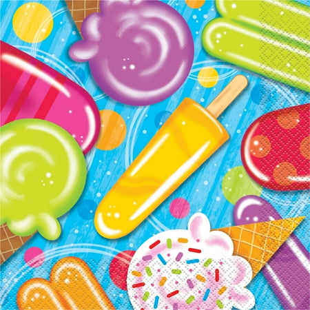 Cream Lunch Napkins - (3 Pack) Popsicle Ice Cream Summer Party Lunch Napkins, 16ct