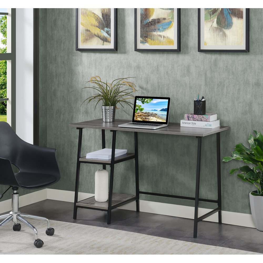 Convenience Concepts Designs2Go Trestle Wood Metal Desk with Removable Shelves, Multiple
