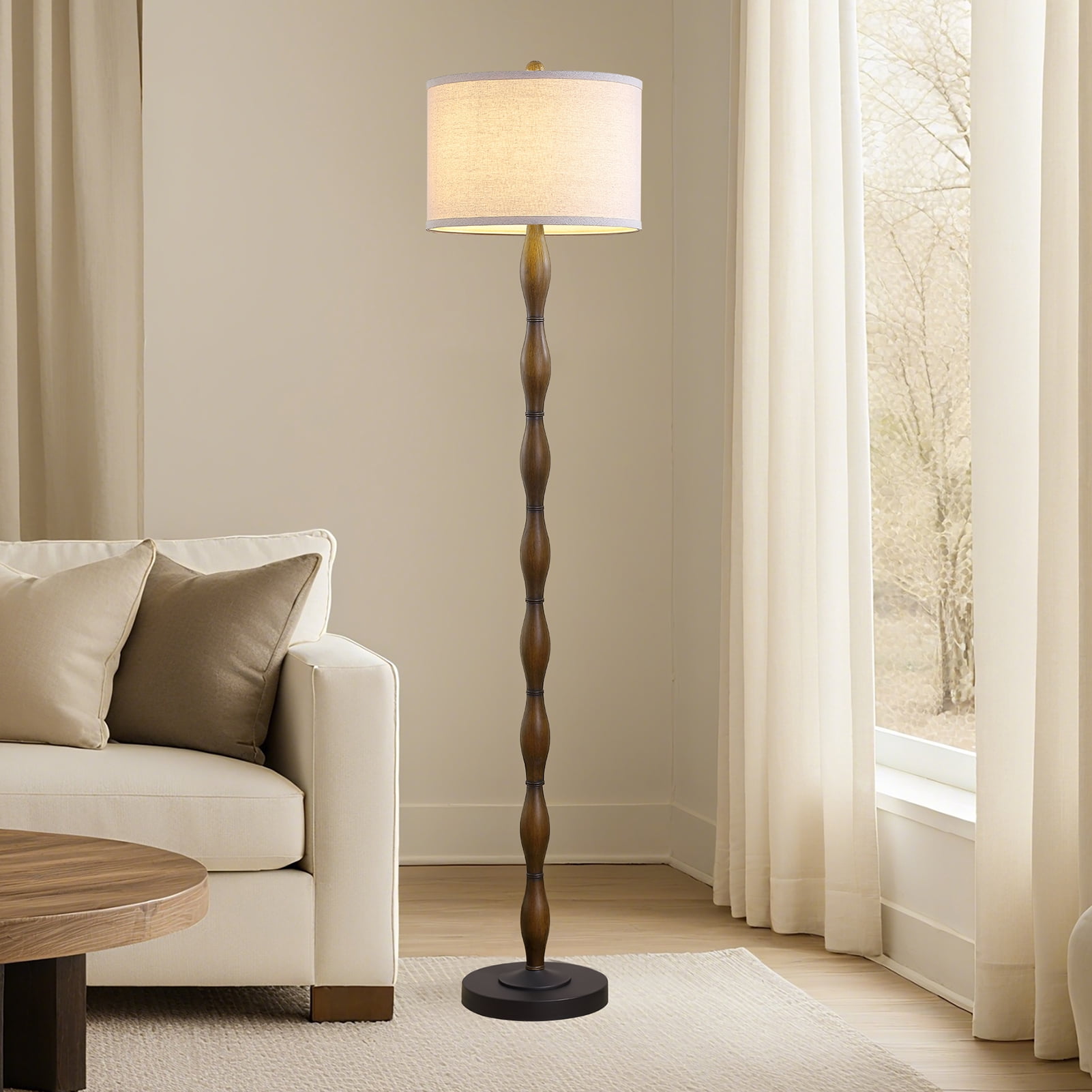 JUJUYUYOP 62" Rustic Living Room Floor Lamp with Rotary Switch Vintage Farmhouse Style Perfect for Living Rooms, Corners, Bedrooms, Offices (Bulb Included)