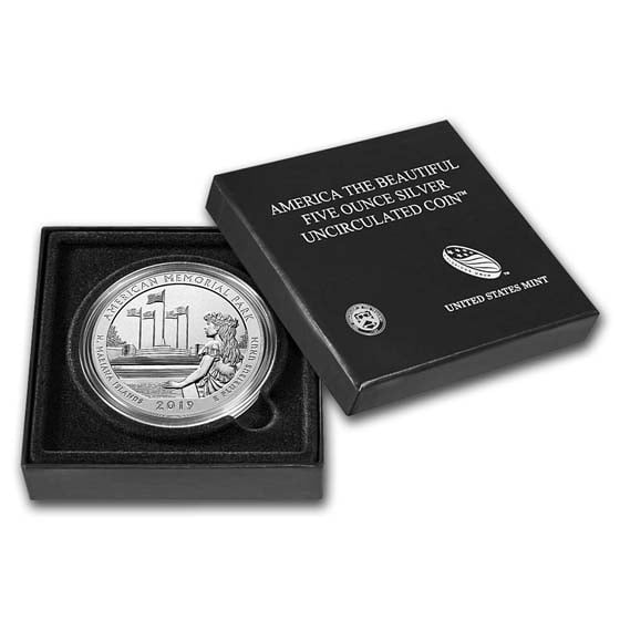 2019-P 5 oz Silver ATB American Memorial Park, MP (w/Box & COA)