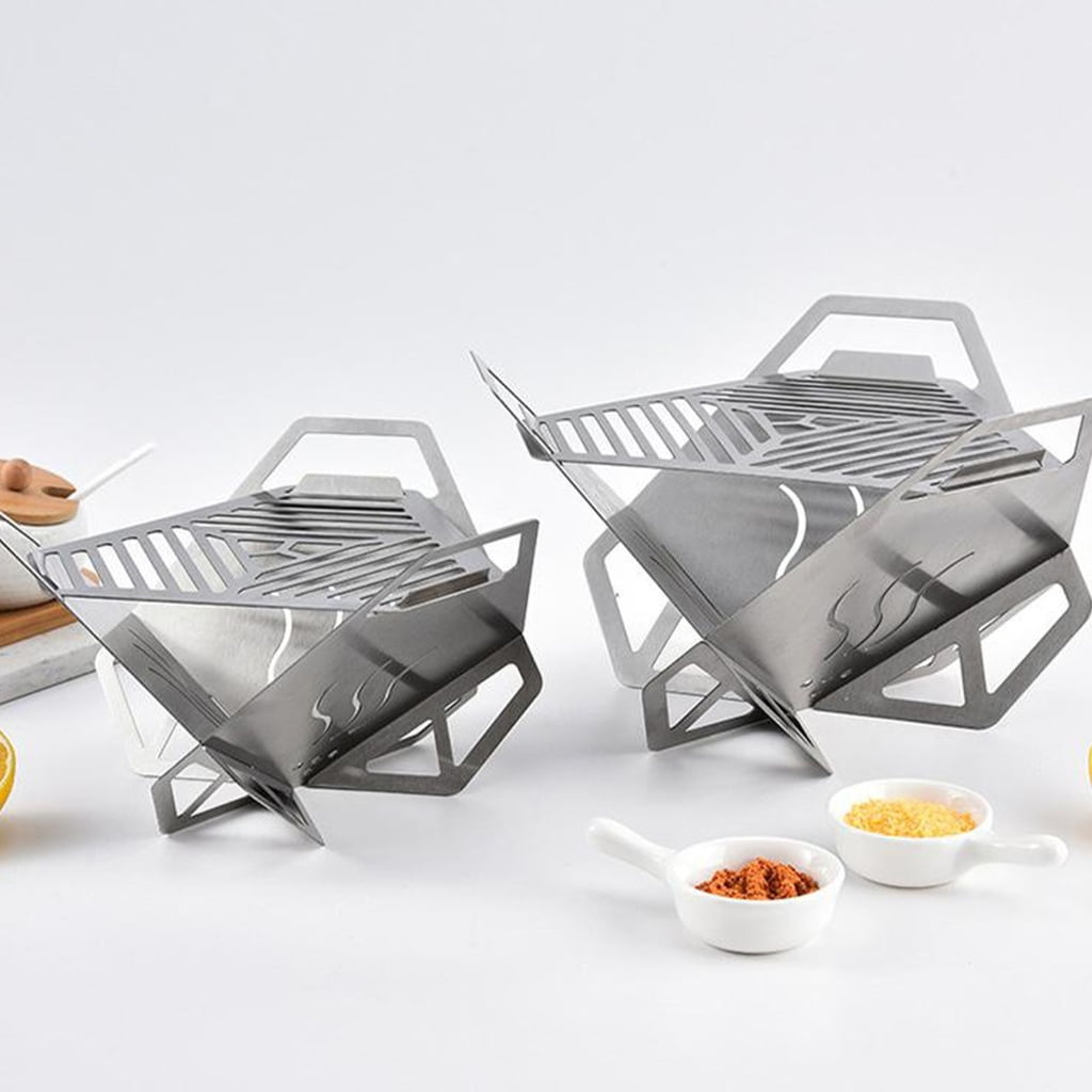 Stainless Steels Folding Fire Pit for BBQ Picnics Patios, Foldable Fire Pit Grill, Foldable Camping Grill Campfire Grill