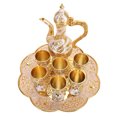 thumbnail image 3 of Juego De Té Turco, Tetera De aleación De Zinc De 7 Piezas Con Bandeja De 6 Tazas, Juego De Cafetería De Metal Vintage Para Adultos Decoración Del Hogar De Bodas, 3 of 7