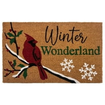 Kate Aurora Christmas Winter Wonderland Cardinal & Snowflakes Bristled Outdoor Welcome Mat - 18"x30"