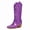 Purple, variant on Black Wide Calf Metallic Embroidered Cowboy Boots For Women Sparkly Mid Calf Chunky Heel Pull on Pointy Toe Western Cowgirl Boots Fashion Short Booteis For Girl 7