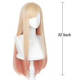 thumbnail image 3 of Peluca Probeauty larga lisa rubia con mechas rosas de 80 cm para mujer, 3 of 8