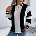 thumbnail image 5 of Weiqiqre Fall Sweaters for Women Lightweight Oversized Crew Neck Long Sleeve Color Block Pullover Rib Knit Blouse Tops, 5 of 8