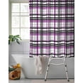 thumbnail image 2 of Split Shower Curtain for Transfer Bench, Purple Black Plaid Fabric Shower Curtains for Bathroom, Farmhouse Purple Black Checkered Tub Sliding Transfer Bench Waterproof Bath Curtains 72"x78", 2 of 9