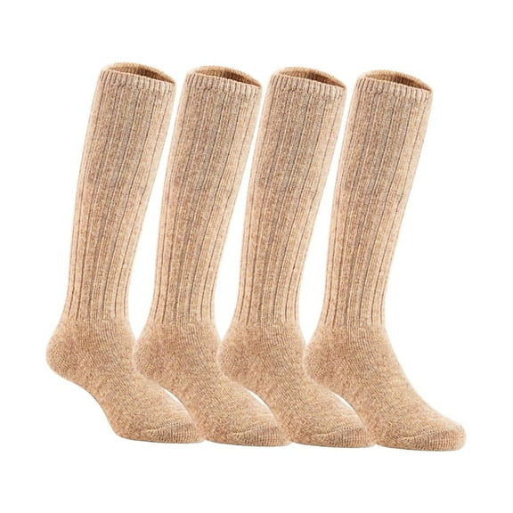Lian LifeStyle Unisex Baby Children 4 Pairs Knee High Wool Blend Boot Socks Size 4-6Y (Beige)