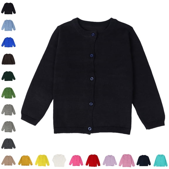 Bmisegm Girls Cardigan Sweater Long Sleeve Crew Neck Solid Button Front Knitwear for Baby Toddler Little Girls Baby Sweater