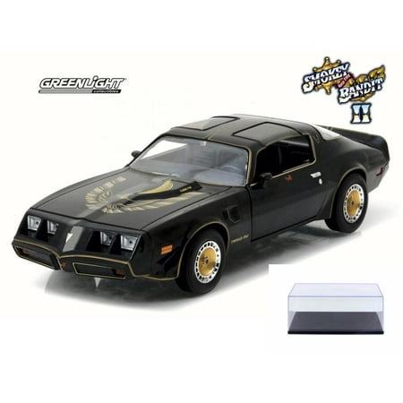 Diecast Car & Display Case Package - Smokey and The Bandit II 1980 Pontiac Firebird T/A Turbo 4.9L T-Top, Black - Greenlight 84031 - 1/24 Scale Diecast Model w/Display Case
