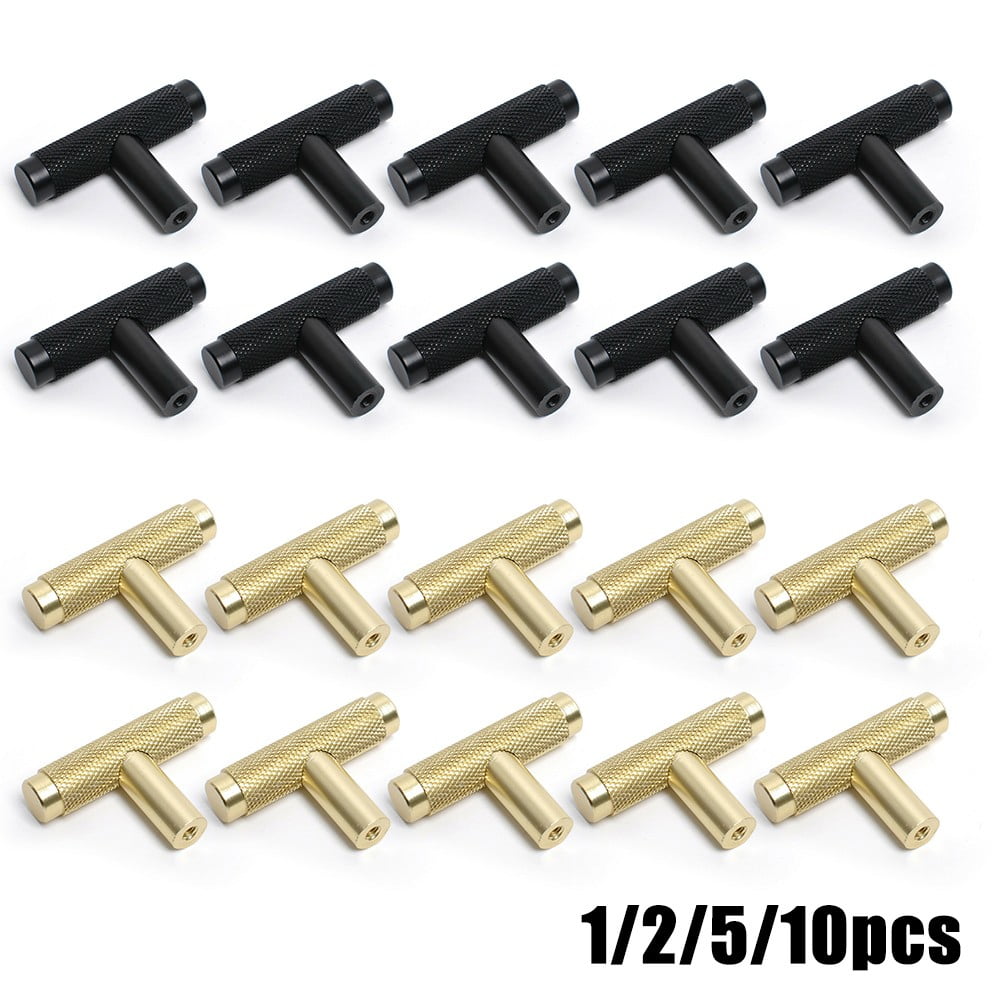 1/2/510Pc Kitchen Cabinet Door Drawer Cupboard Knurled T Bar Knob Gold 5Pc