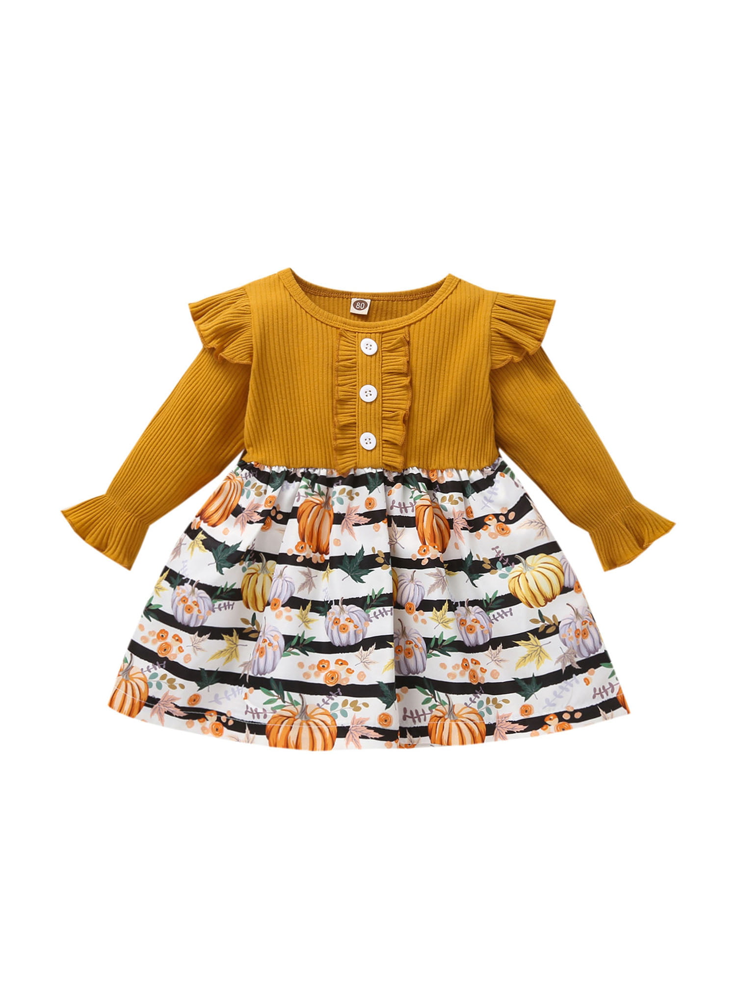 Details about   Toddler Baby Girls’ Long-sleeved Plaid Elastic Waist Dress Round Neck Outfits 