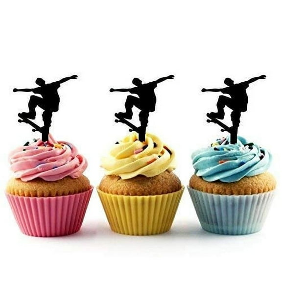 Whimsical Practicality's Extreme Skateboard Acrylic Cupcake Toppers 12 pcs
