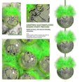 thumbnail image 3 of 12-Pack Grinch Baubles Christmas Tree Hanging Baubles Balls Ornaments - Green Elf with Fuzzy Hair De, 3 of 5