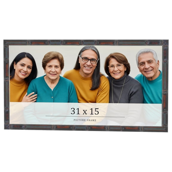 31x15 Frame Brown Bamboo with Dark Coffee/Walnut Finish | Solid Wood Picture Frame Width 0.75
