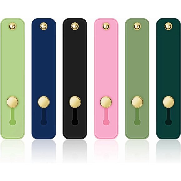 CHL-6 Pieces Phone Strap Grip, Telescopic Phone Finger Strap Stand, Assorted Colors Silicone Universal Finger Loop for Most Mobile Phones and Cell Phone Case (Chic Colors)