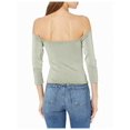 thumbnail image 2 of GUESS Womens Green Stretch Fitted 3/4 Sleeve Off Shoulder Crop Top L, 2 of 2