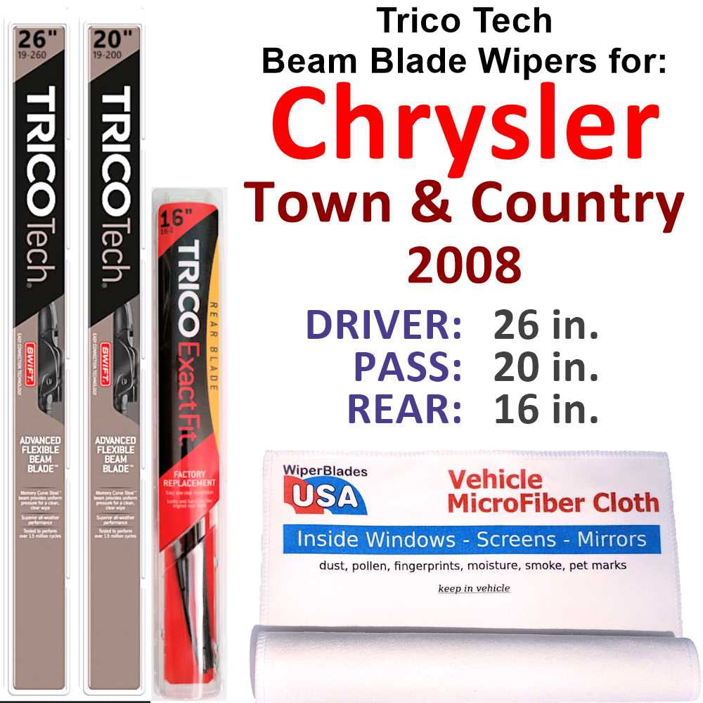 2008 Chrysler Town & Country Beam Blade Wipers (Set of 3) w/Rear Wiper