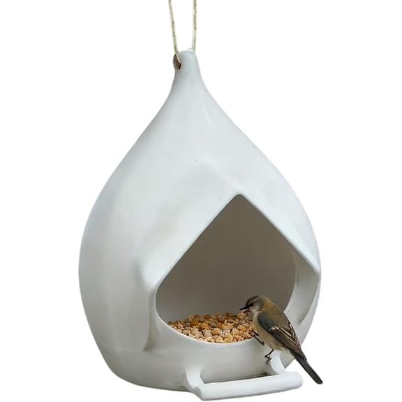 Teardrop Hanging Bird Feeder for Winter, Enclosed Outdoor Bird Feeder with Drainage Holes, Decorative Backyard Feeder for Patio, Garden and Terrace