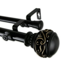 Leon Double Curtain Rod 1" OD 28-48 inch - Black