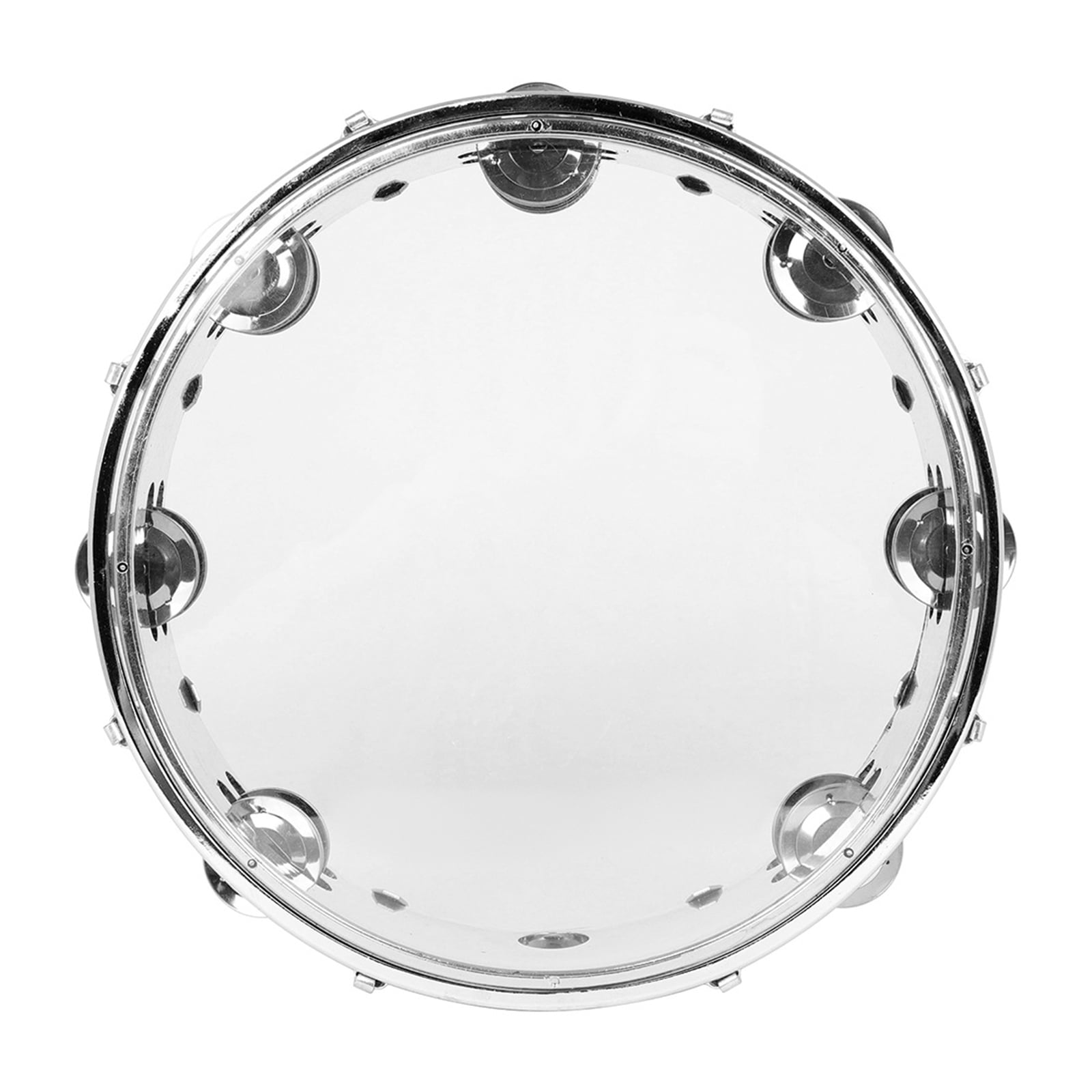 Metal Bells Hand Held Percussion Drum with Ergonomic Handle Grip 10Inch Double Row Tambourine Round Musical Tambourine