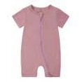 thumbnail image 1 of Toddler Girls Rompers Summer Solid Zipper Sleeper Short Sleeve Jumpsuit Onesie Outfits Purple Infant Boy Clothes, 1 of 3