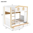 thumbnail image 2 of Harper & Bright Designs Twin Over Twin House Bunk Bed with Storage Shelves, Solid Wood Twin Size Princess Castle Bunk Bed with Drawers for Boys and Girls, White+Natural, 2 of 12