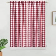 GlowSol Red/White 28*45 inch Buffalo Check Pattern Plaid Gingham Design Half Window Covering Tier Curtains,Set of 2