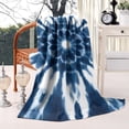 thumbnail image 2 of Blue Tie Dye Flower Mandala Pattern Blanket,Comfortable Soft Flannel Throw Blanket,All Season,Warm Lightweight Blankets for Sofa Bed Couch Living Room Chair,60"x80", 2 of 4