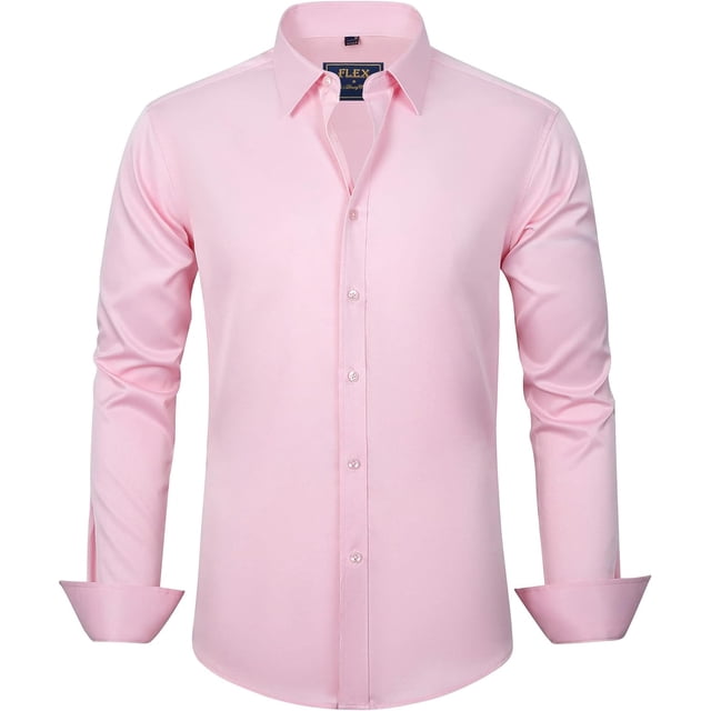 J.VER Camisas de vestir para hombre, camisa formal de manga larga, elástica, sin arrugas, informal, con botones