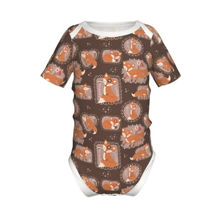 

Junzan Beautiful Fox Print Short-Sleeve Baby Climbing Clothes Bodysuits for Infant One-Piece for Baby Boys & Girls Baby Clothes Baby Romper with Snap Closure-18 Months