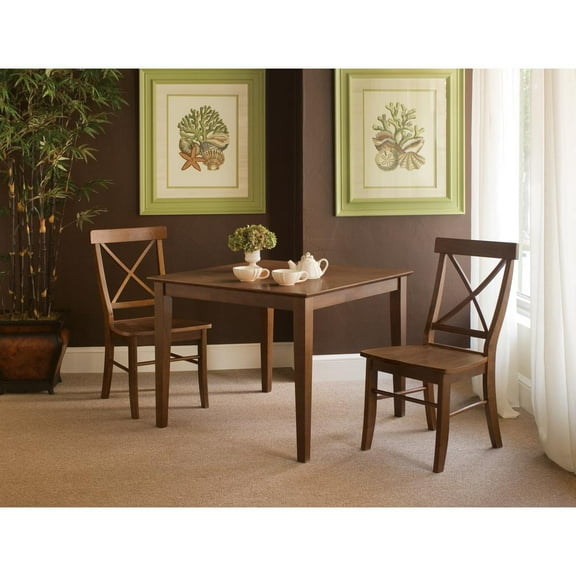 International Concepts 3-Piece Dining Set with 36" Round Table and 2 Side Chairs, Espresso Finish
