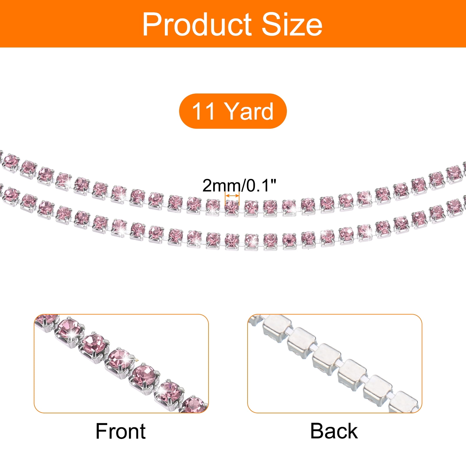Unique Bargains Rhinestone Close Chain Trim for Crafting Decoration Light Pink
