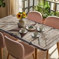 thumbnail image 3 of Texas Star Vintage Table Cloths for 4 Foot Rectangle Tables, Brown Beige Wooden Retro Art Patio Waterproof Elastic Fitted Tablecloths, Washable Rectangular Table Cover for Camping, 3 of 8