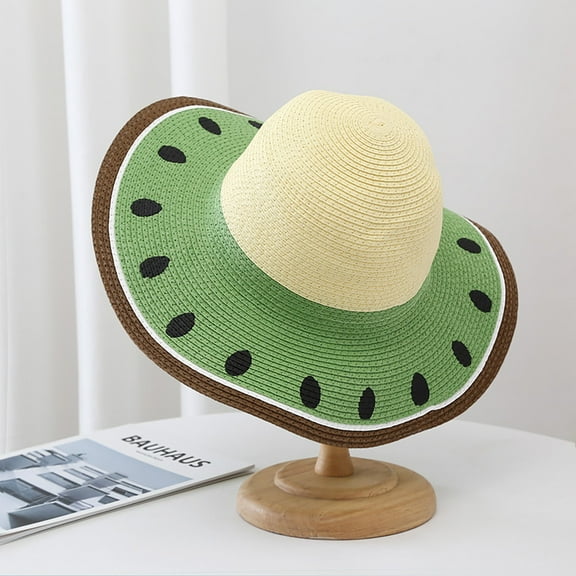 Wide Brim Sun Hat,Watermelon Pattern Sunshade Beach Hat Lightweight Wide Brim Outdoor Cap for Travel and Fun