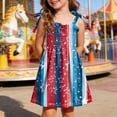 thumbnail image 2 of Faraee Girls 4th of July Dress Toddler Patriotic Outfit American Flag Sundress Kids Sleeveless Smocked Casual Summer Clothes (5-6T,Hot Pink), 2 of 6