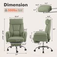 thumbnail image 2 of Genpo Cross Legged Office Chair, Criss Cross Desk Chair with Wheels, Green Teddy Fleece Big and Tall Reclining Office Chair 500lbs with Foot Rest, Reversible Armrests & Wide Seat, 2 of 6