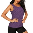 thumbnail image 2 of Xecao Retro Florals Purple print women's scoop neck, loose-fit workout tank tops for the gym., 2 of 9