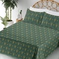 thumbnail image 3 of Ambesonne Art Deco Fitted & Flat Sheet with Shams 4 Pcs Set, Nostalgic Classic Motif, Queen, Dark Mustard and Dark Teal, 3 of 5