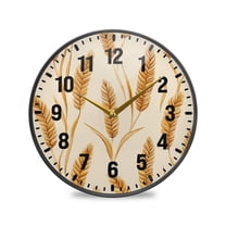 Yayeee Wall Clock Battery Operated 11.9" Silent Non-Ticking for Living Room, Wheat Ears Pattern
