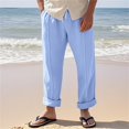 thumbnail image 2 of Men’s Loose Straight Cotton Linen Pants Breathable Summer Casual Bottoms, 2 of 9