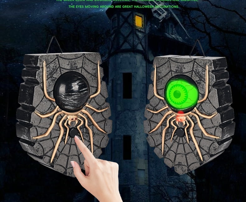 Halloween New Spider Doorbell. Glowing and Sounding. Horror Sound & One-Eyed Spider. Spooky Charm for Your Home. A Terrifying Addition to Halloween.