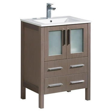 Fresca Torino 24" Gray Oak Modern Bathroom Cabinet with Integrated Sink