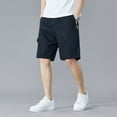 thumbnail image 3 of SWSMCLT Men's Cotton Cargo Shorts Mid Rise Shorts Gym Cargo Elastic Casual Bermuda Walking Shorts Knee Length Pocket Black 38, 3 of 4
