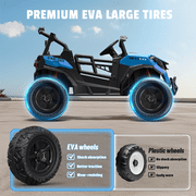 TOKTOO 24 Volt Ride on Toy for Big Kids, 24V Ride Ons with 4 Power EVA Wheels, 24V 2 Seater Battery Powered Ride on UTV Car, 4WD, 800W, 5.1 Mph, Kid Electric Car with Remote Control, Aged 3-8Y, Blue