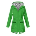 thumbnail image 2 of Ndbuld Women's Rain Jacket Plus Size Long Raincoat Women Solid Color Rain Jacket Outdoor Hooded Windproof Loose With Pocket Coat S-5XL,Green,2XL, 2 of 5