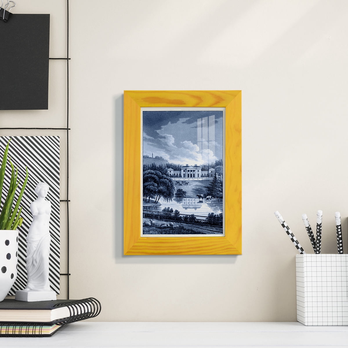 Estate View I -Framed Print w/glass-Sunflower Yellow