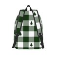 thumbnail image 2 of Hirioo Green White Lumberjack Plaid Canvas Backpack, Durable Travel Backpack with Multiple Compartments,Large Capacity, Backpack for School, Hiking, Work, 2 of 7